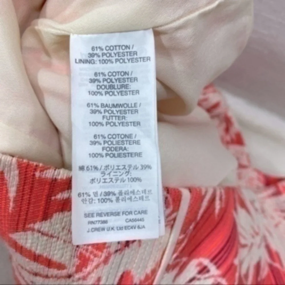 J. Crew Sun-Faded Tropical Sheath Sleeveless Pink/Cream Open Back Dress Size 2